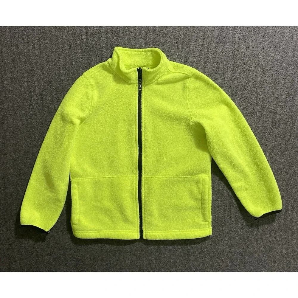 The Children's Place Boys Neon Yellow Fleece Jacket Size M 7/8 Full Zip